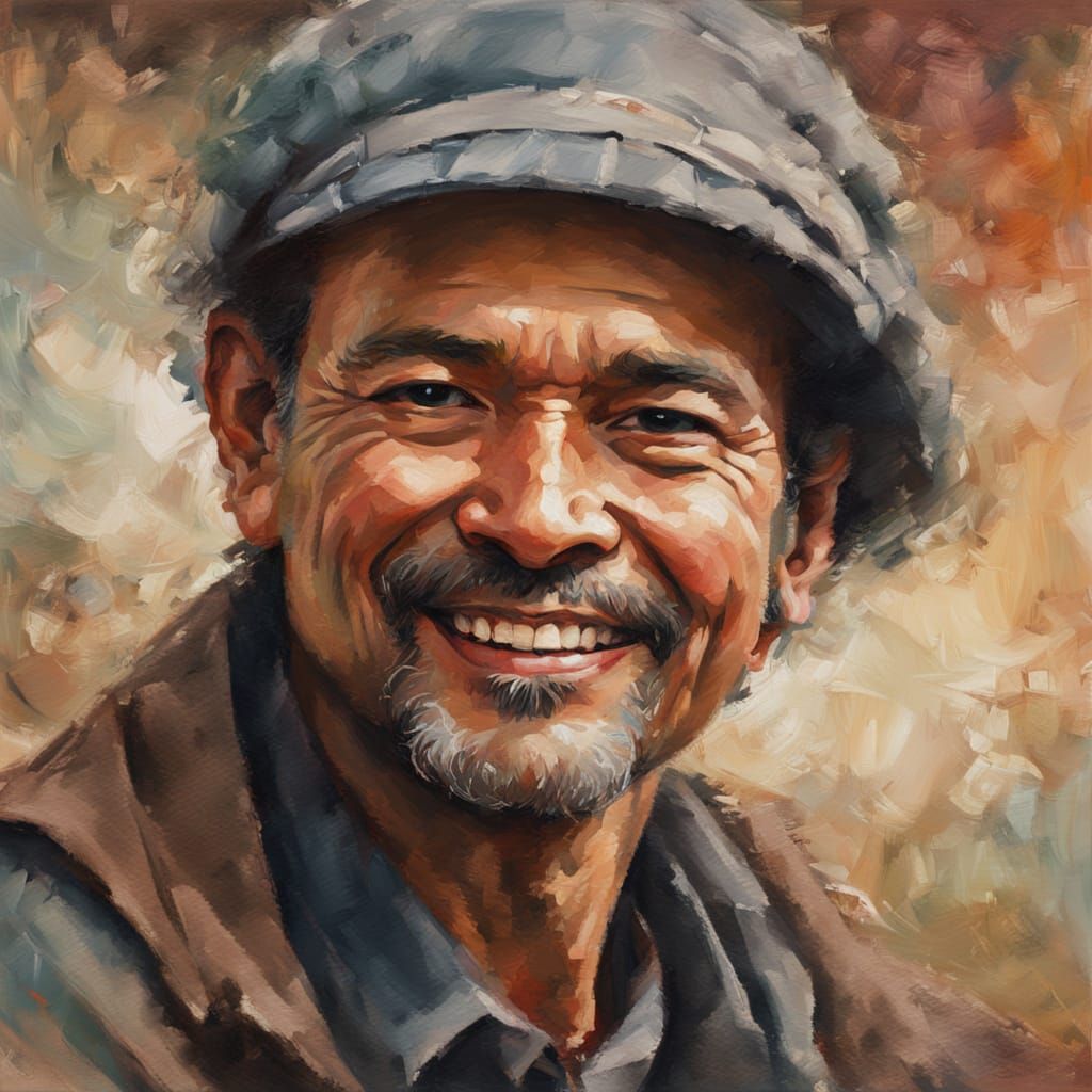 Smiling Portrait in Oil Painting Style