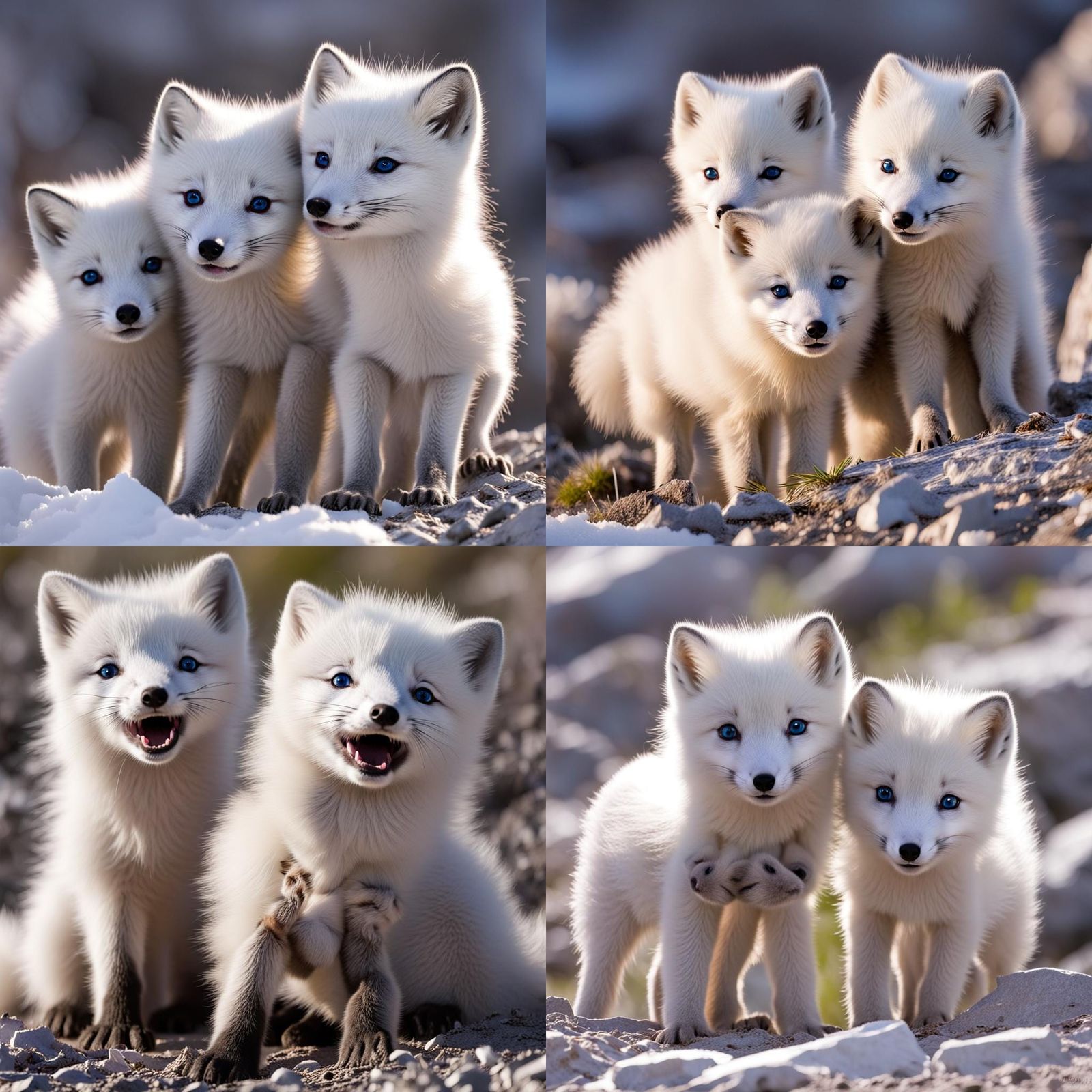 Arctic Fox Cubs Playing