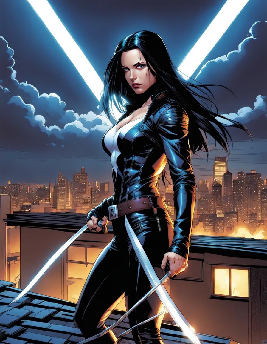 X-23 Comic Book Cover Art on Rooftop
