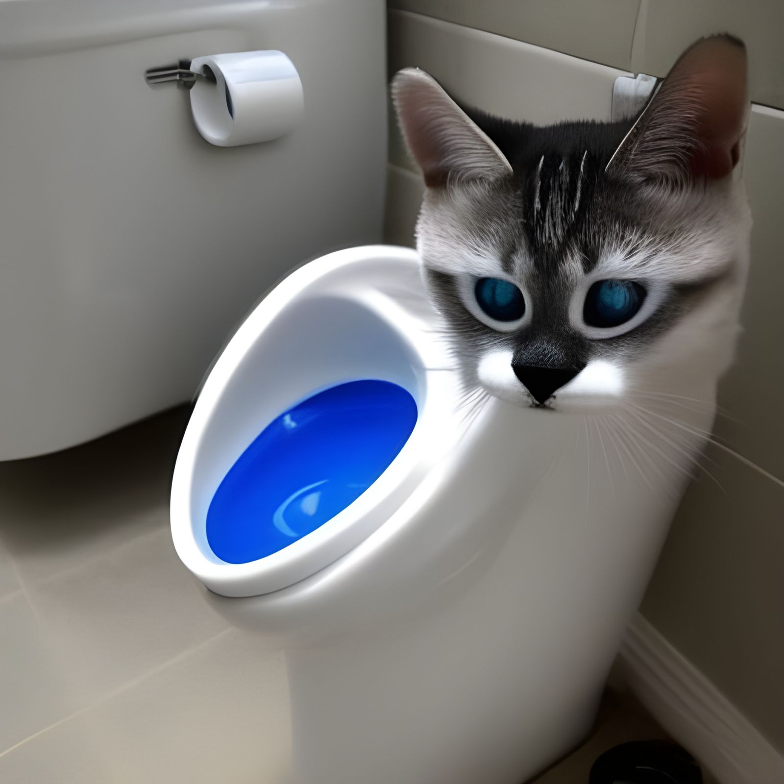 Funny Cat in Toilet Bowl: Comical Animal Picture