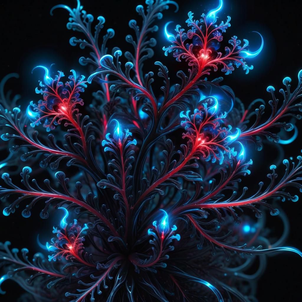 Bioluminescent Alien Plant Fractals in 3D