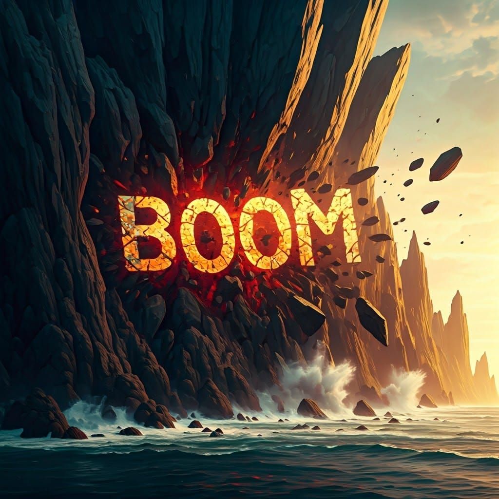 Cliffside Collapse: "BOOM" in Volcanic Stone