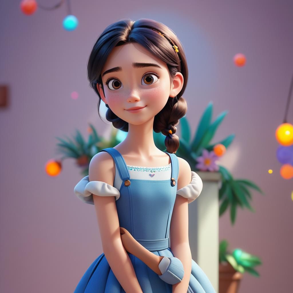 Beautiful Gentle Girl: Pixar Style 3D Digital Art