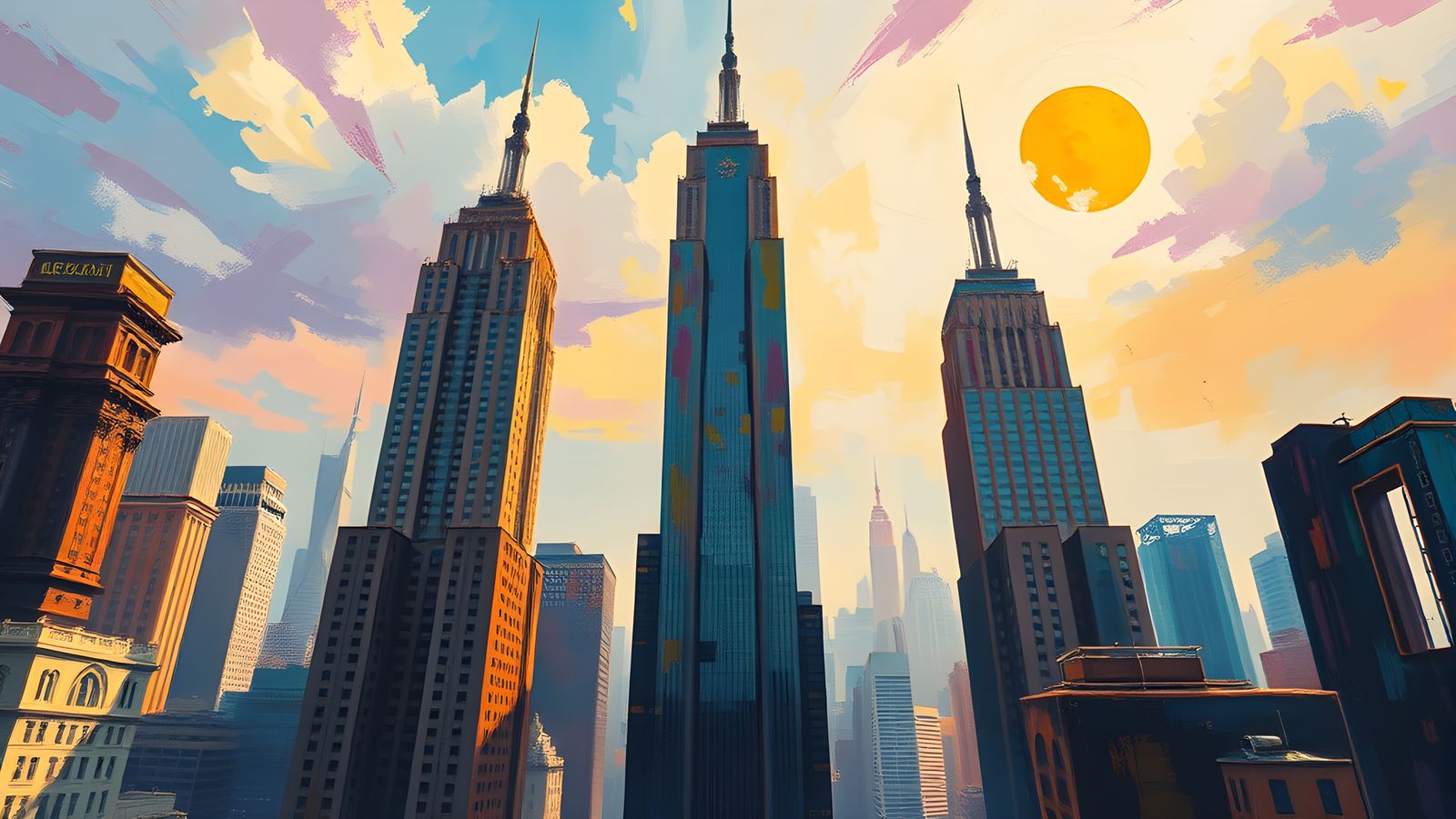 Surreal Dreamscape: Impasto Skyscrapers From Above