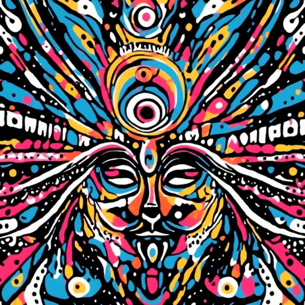 Strange Faces in Scribbled Ink Style