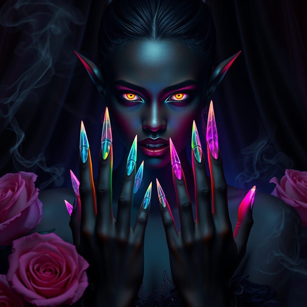 Gothic Fae with Supernatural Glow and Razor Sharp Nails