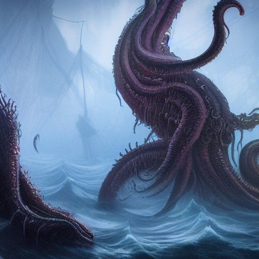 Eldritch Sea Monster in Detailed Matte Painting