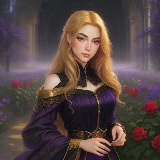 Ethereal Beauty with Golden Hair, Fantasy Art