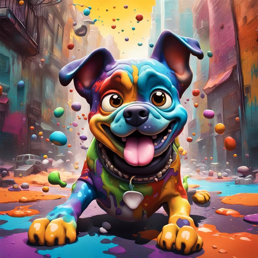 Dog's Life in Colorful 3D Graffiti Art
