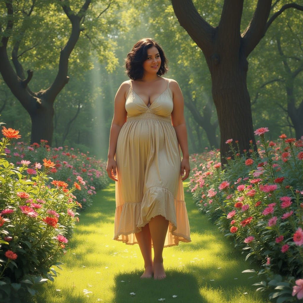 Sensual Naturist Beauty in a Lush Garden