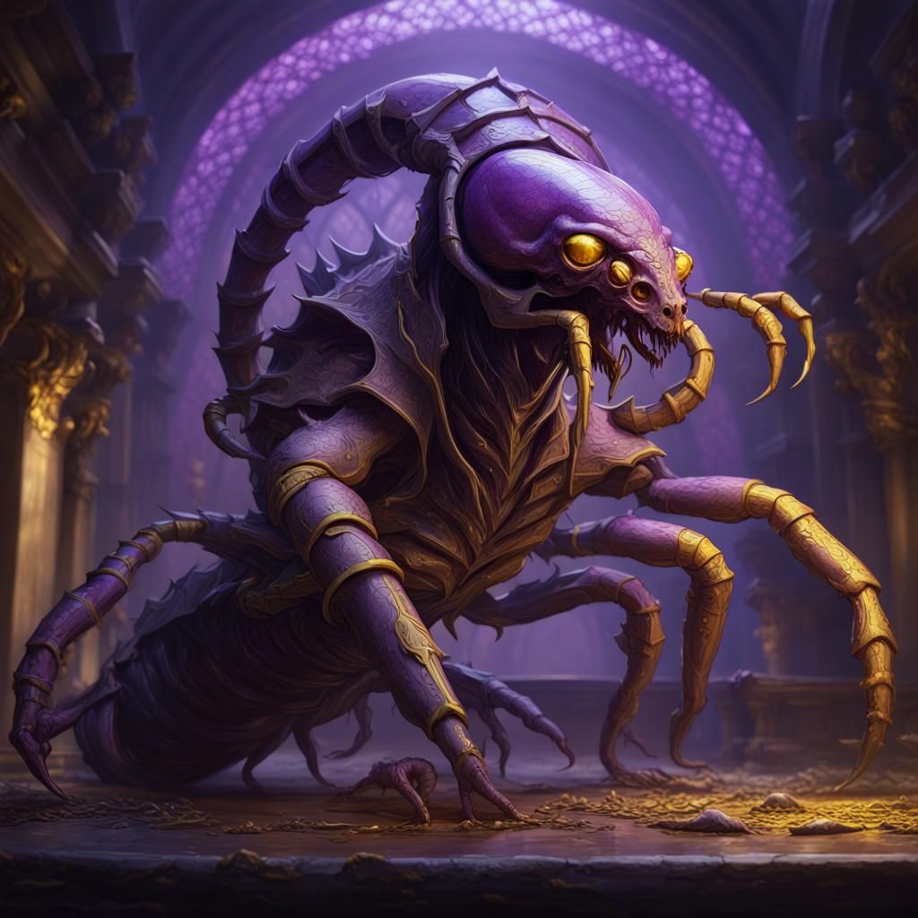 Grotesque Man-Scorpion Hybrid in Dark Fantasy Style