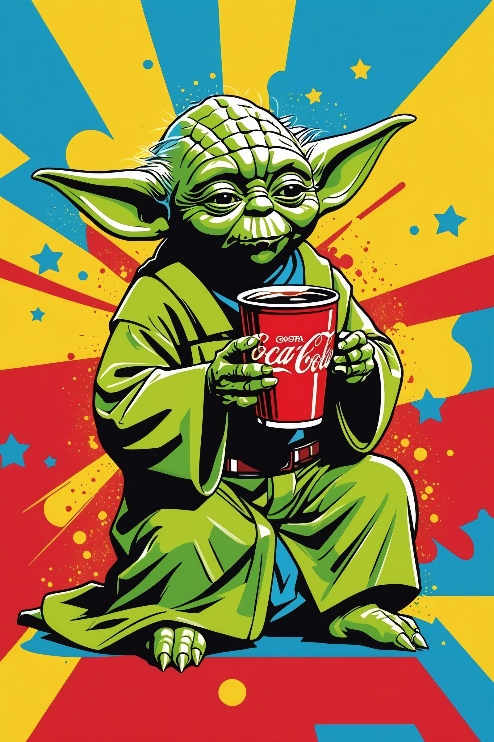 Yoda Drinks Coke: Pop Art in Warhol Style