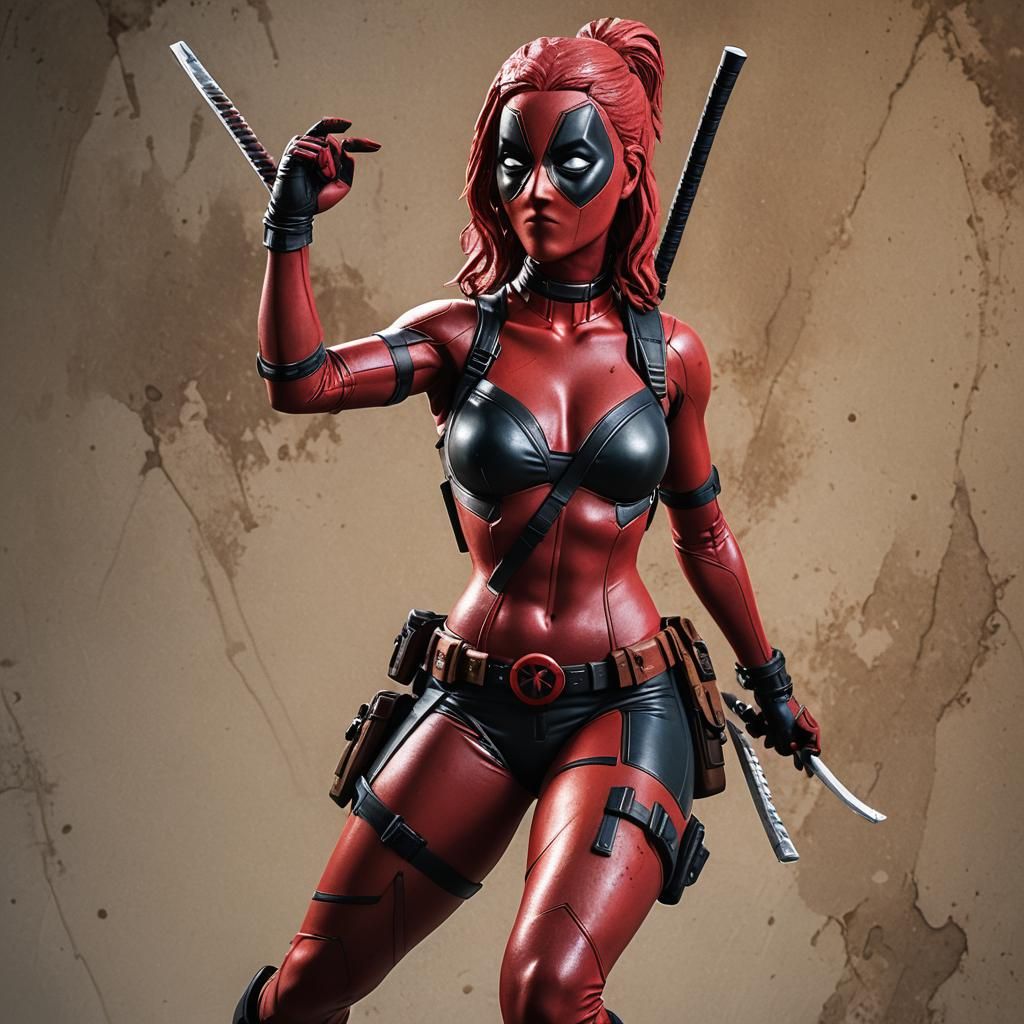 Hyperrealistic Lady Deadpool Bikini Splash Art