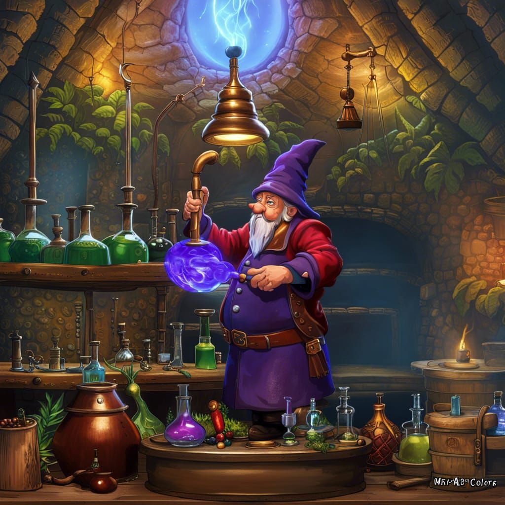 Gnome Alchemist Waldo Whizbang in Fantasy Laboratory