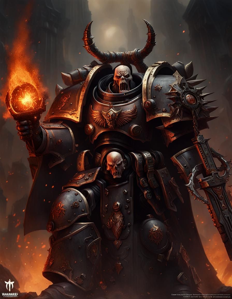 Chaos Space Marine Dark Apostle with Demonic Fire
