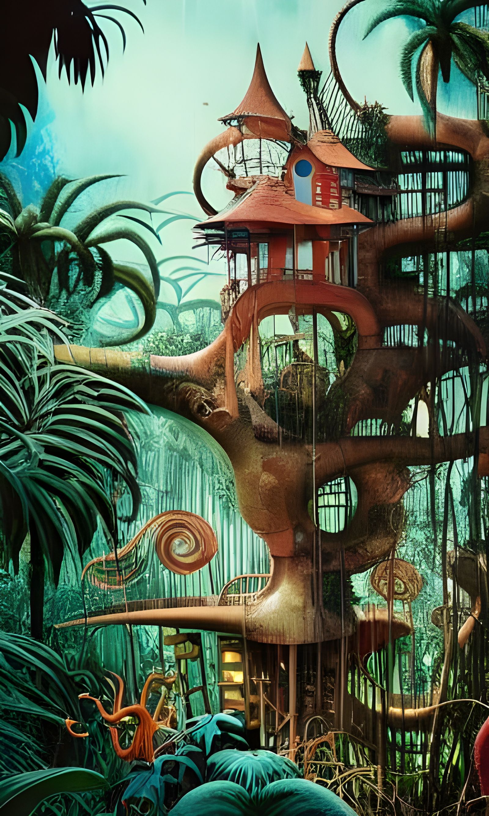 Dr. Seuss Jungle House in Photorealistic Style