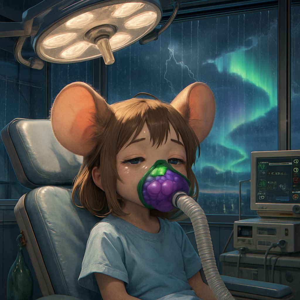 Hyperrealistic Anime Scene: Mouse Girl in Futuristic OR