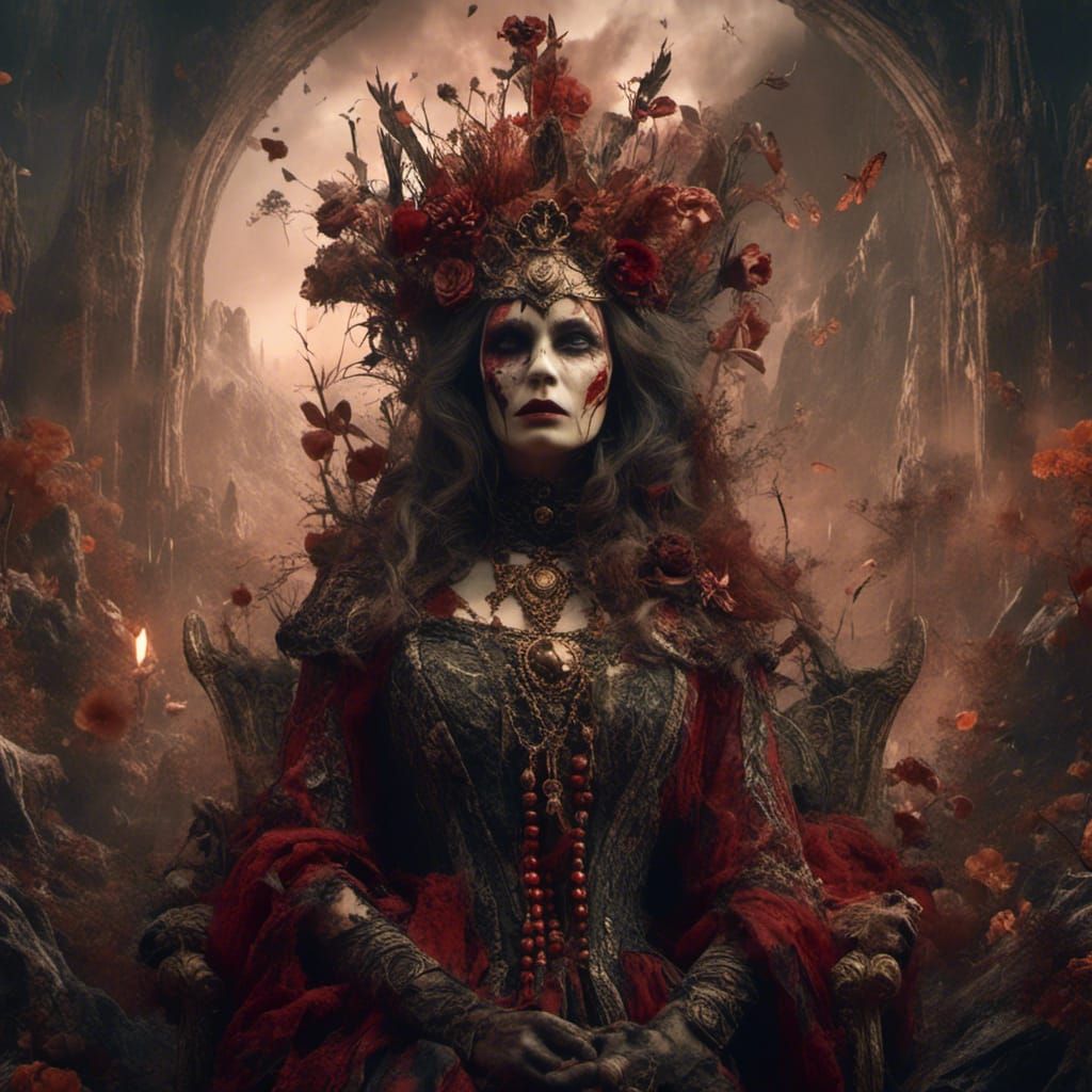 Macabre Empress Tarot Card in Detailed Digital Art