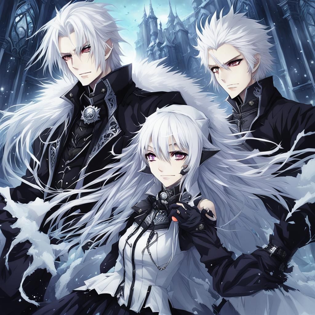 Ice Vampire in Anime Style with Gothic Clothes