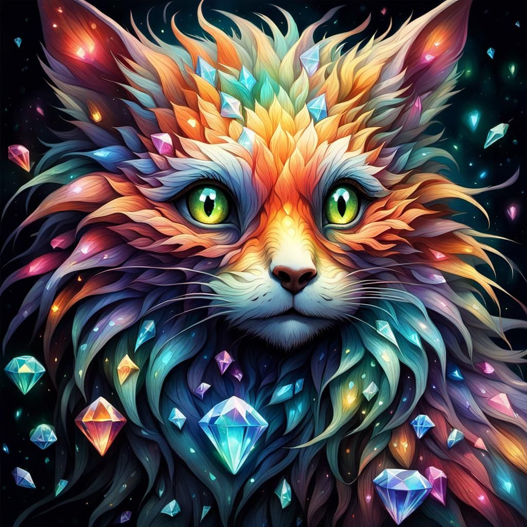 Diamond Fur Creature in Dream World: Fantasy Art