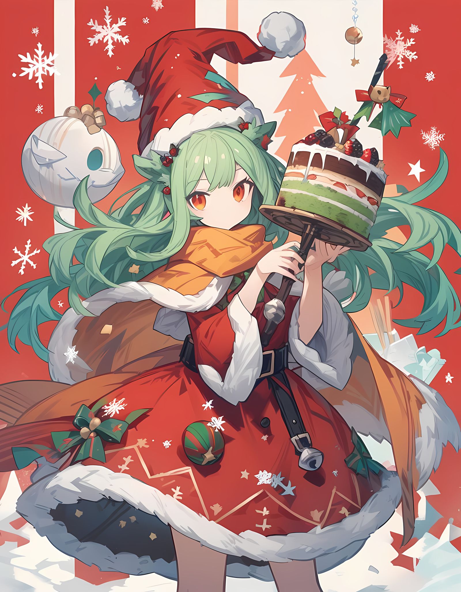 Cyberpunk Christmas Witch with Black Forest Cake