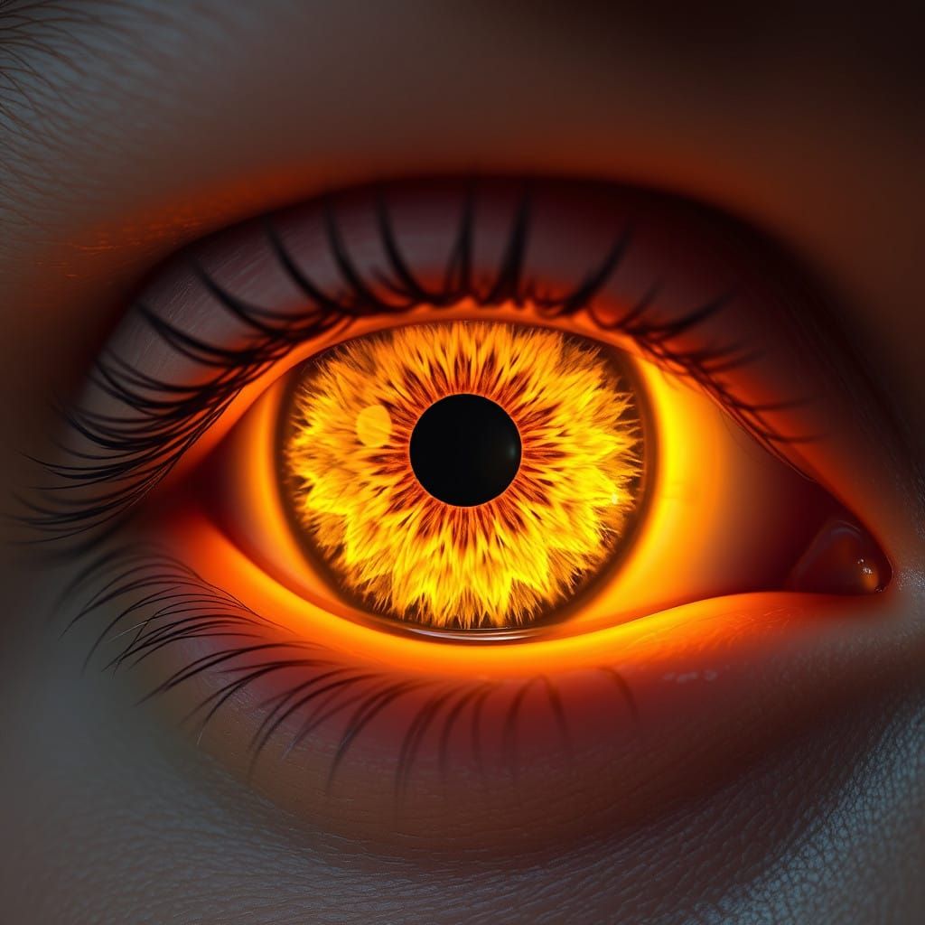 Breathtakingly Realistic Close-Up of a Human Eye in Golden Y...