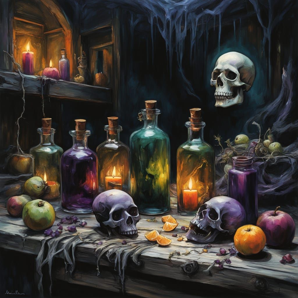 Whimsical Shadows in an Old Witch's Den