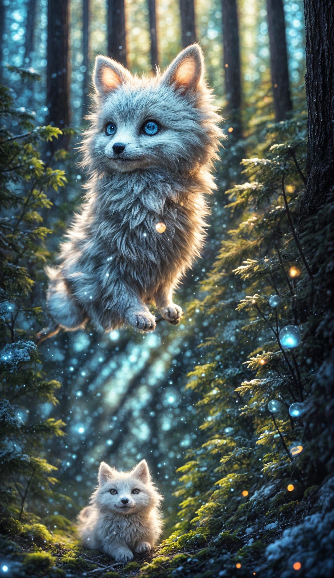 Cute Glass Snowfox in Ethereal Light