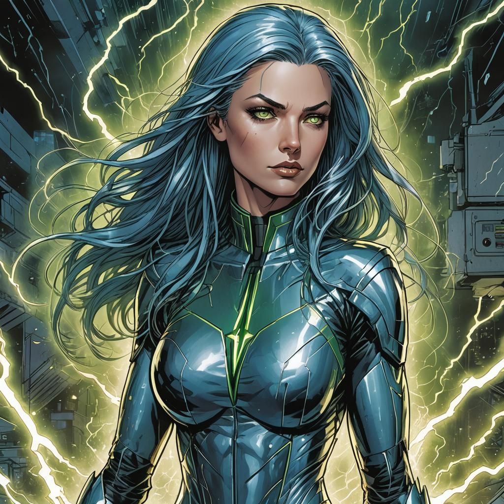 Electra: Superheroine in Comic Book Art Style