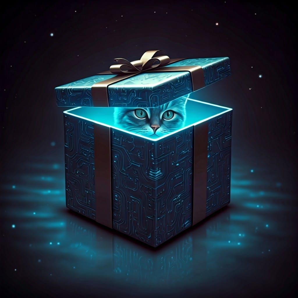 Sleek Christmas Gift Box in Cyberpunk Style