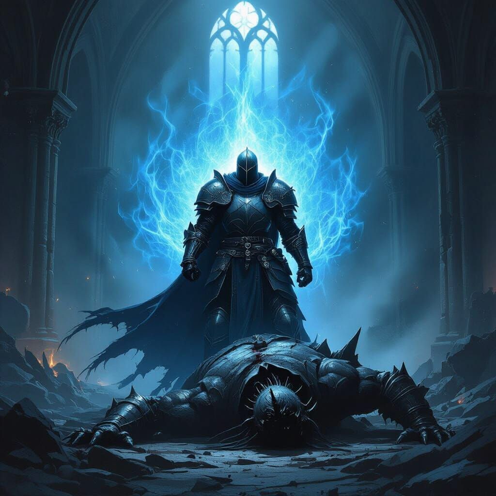 Dark Souls Knight Triumphs Over Boss in Anor Londo