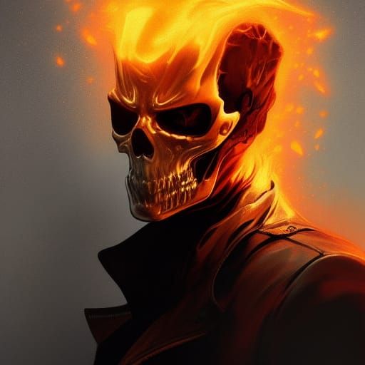 Ghost Rider Portrait in Hyperdetailed Concept Art Style