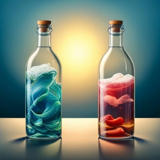 Submarine in a Bottle: Hyperrealistic Splash Art