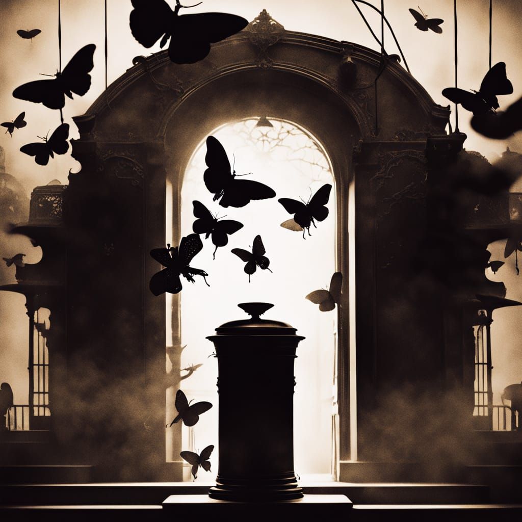 Ethereal Gothic Fashion in a Dimly Lit Coffee Shop