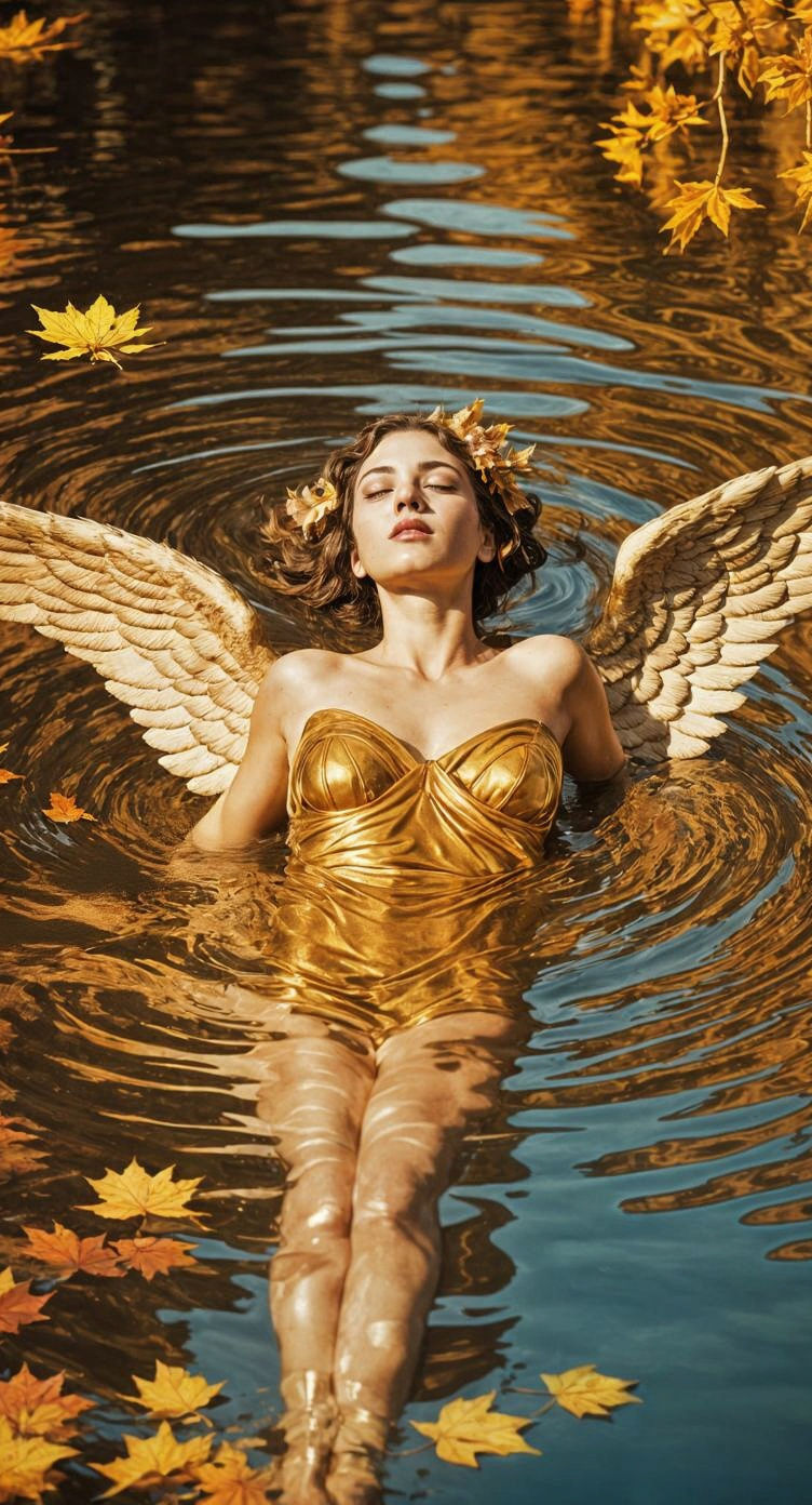 Fallen Angel Enjoys Autumn Swim