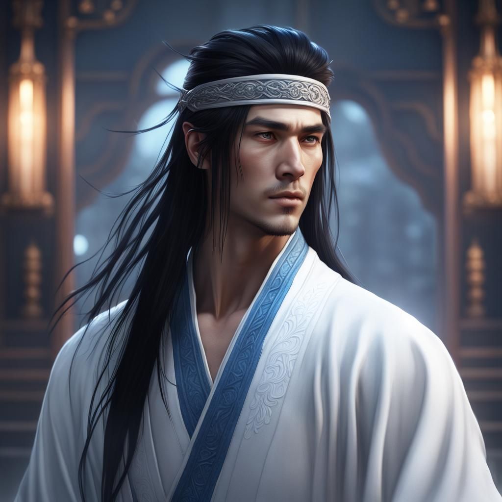Xianxia Fantasy Serene Male in White and Blue