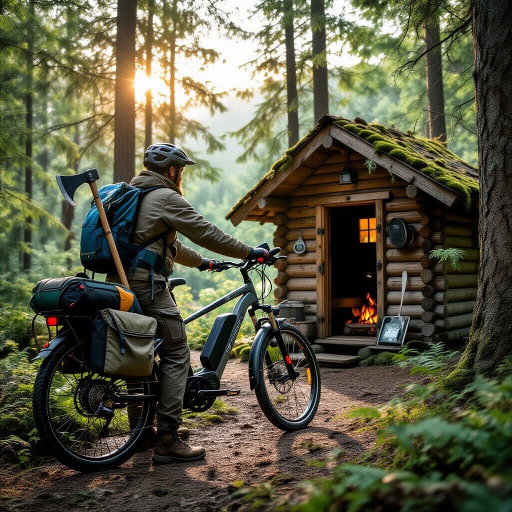 Prepper Escapes City on Modified E-Bike to Forest Hideout
