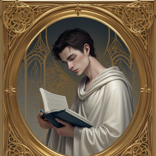 Young Man in White Surrounded by Golden Radiance and Whisper...