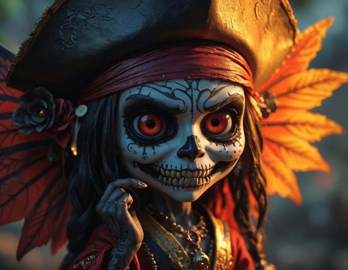 Chibi Jack Sparrow as Vampire Fairy Catrina
