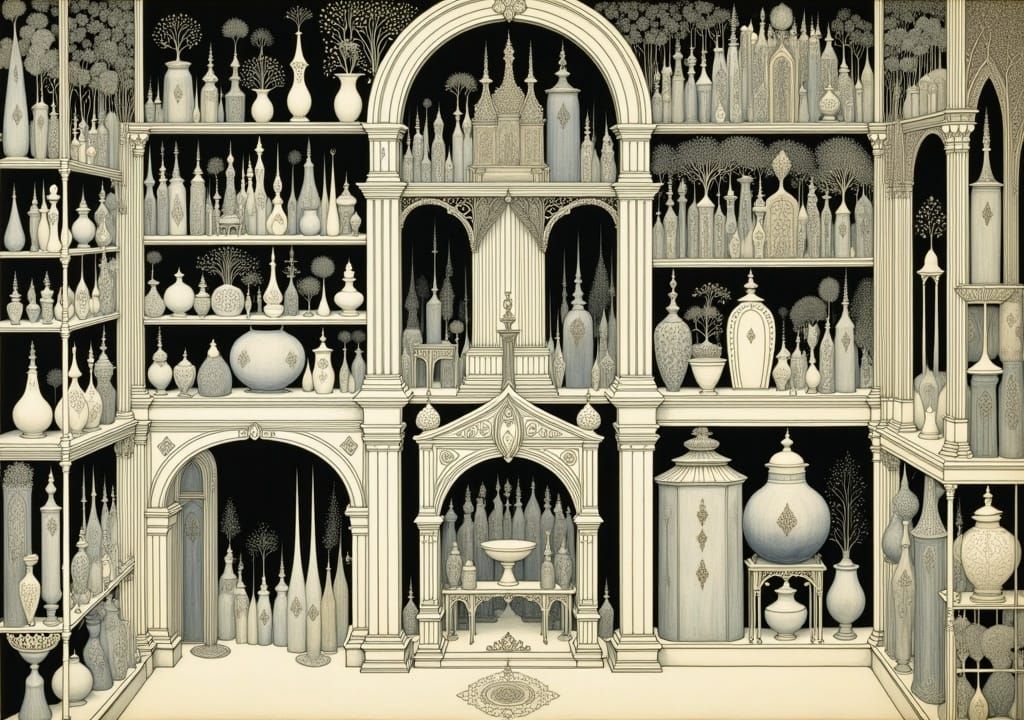 Intricate Kitchen Scene in Entangled Detail