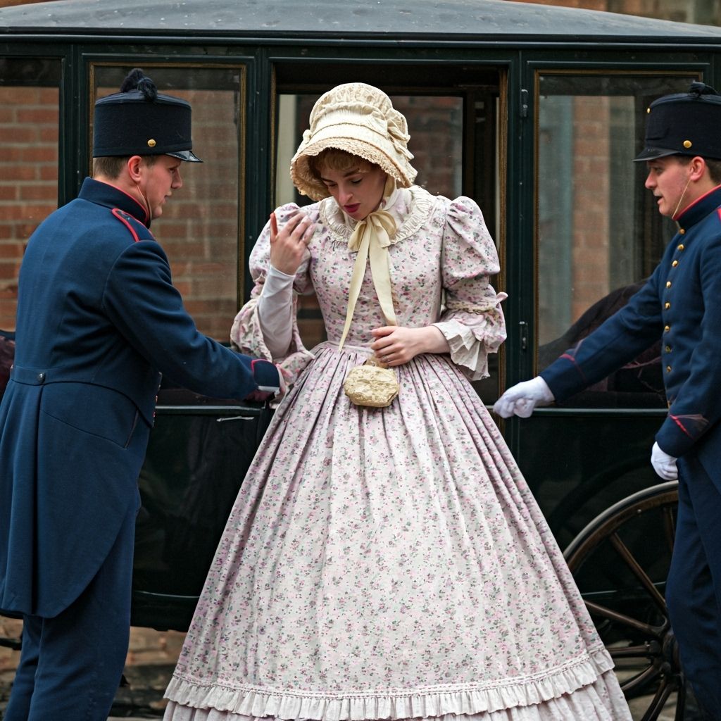 Embarrassed Young Man in 19th Century Crossdressing Attire