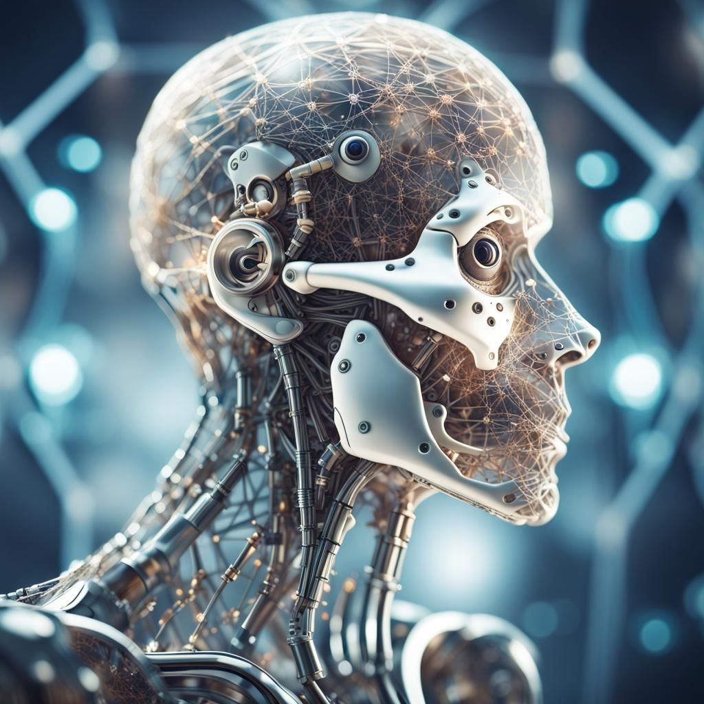 Ethereal Neural Network Organism: Robotic Skeleton Illustrat...