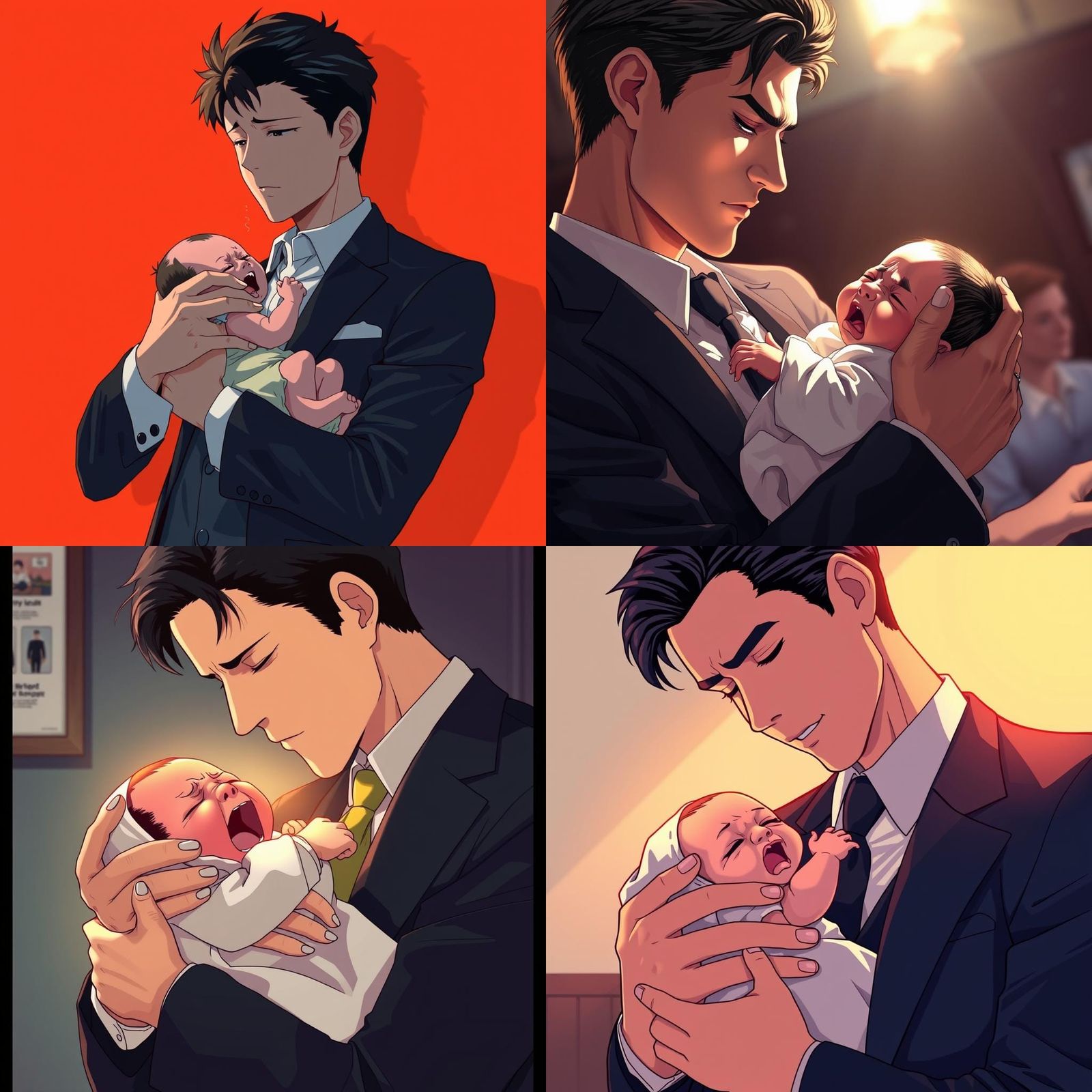 Levi Ackerman Holding Baby Girl: Anime Art
