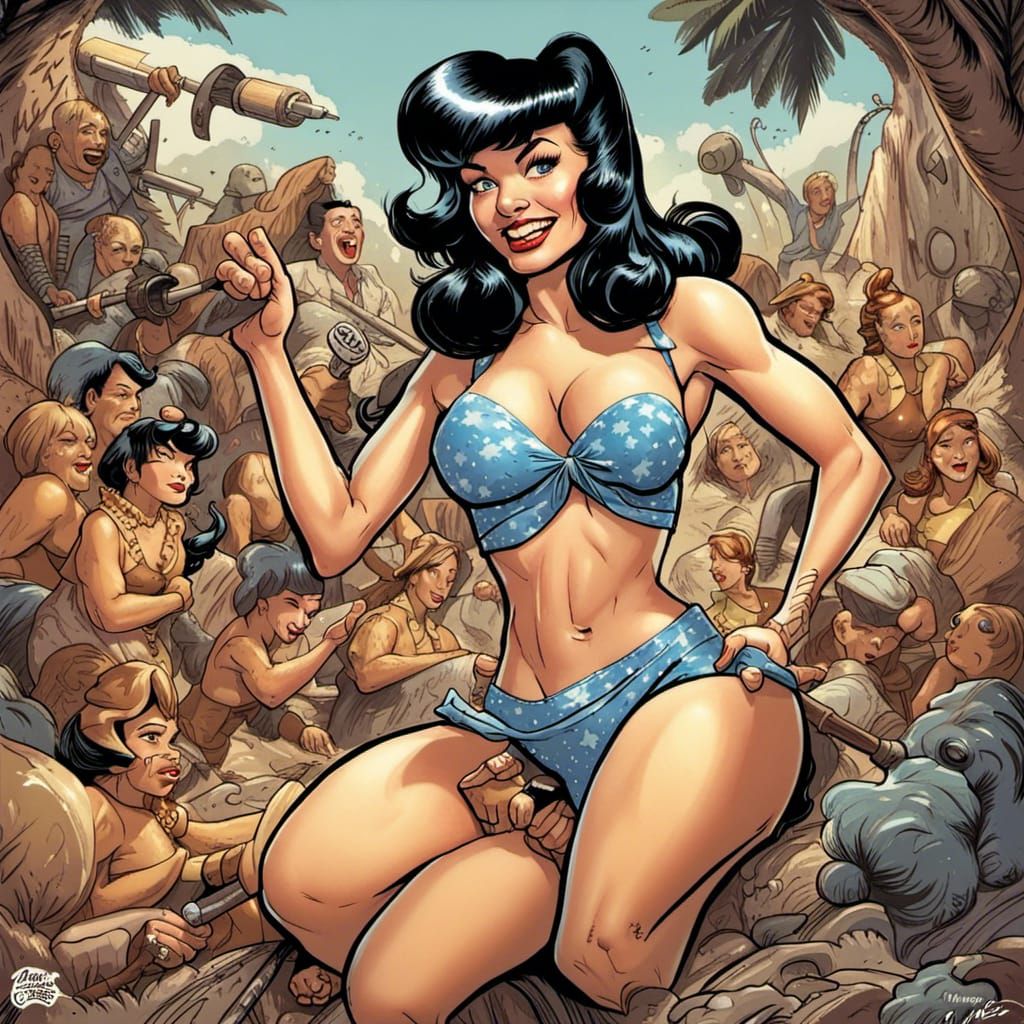 Bettie Page as Flintstones' Betty Rubble