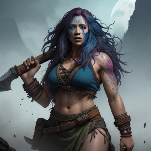 Wild Scottish Dwarf Warrior in Watercolor