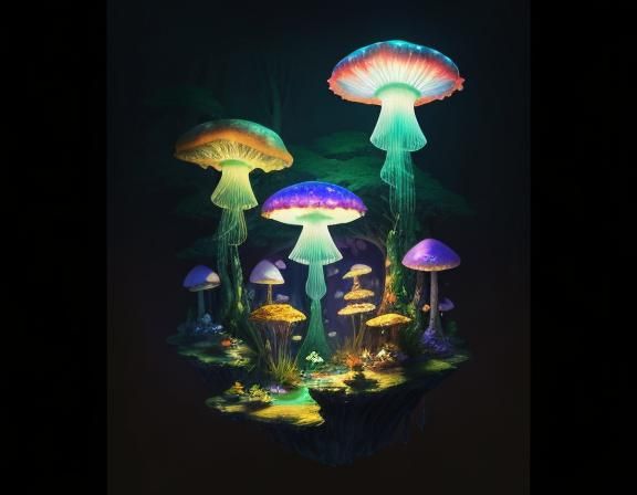 Jellyfish in Toadstool Forest: Beatrix Potter Style