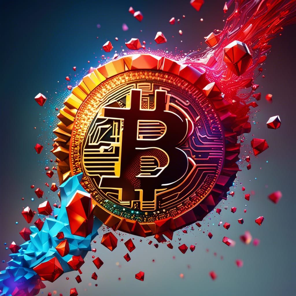 Bitcoin Logo with Diamonds in Hyperrealistic Sky