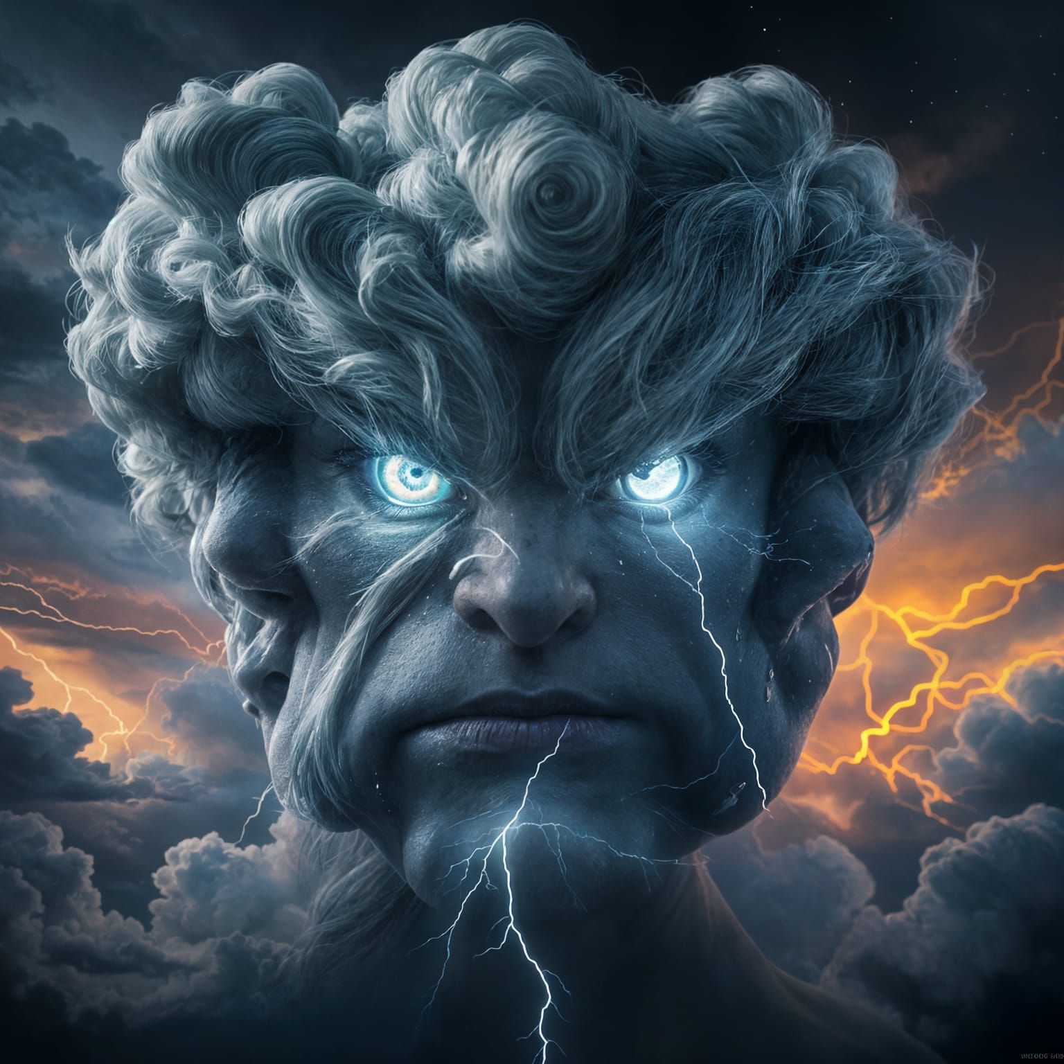 Majestic Storm Face Unveiled in Hyperrealistic Art