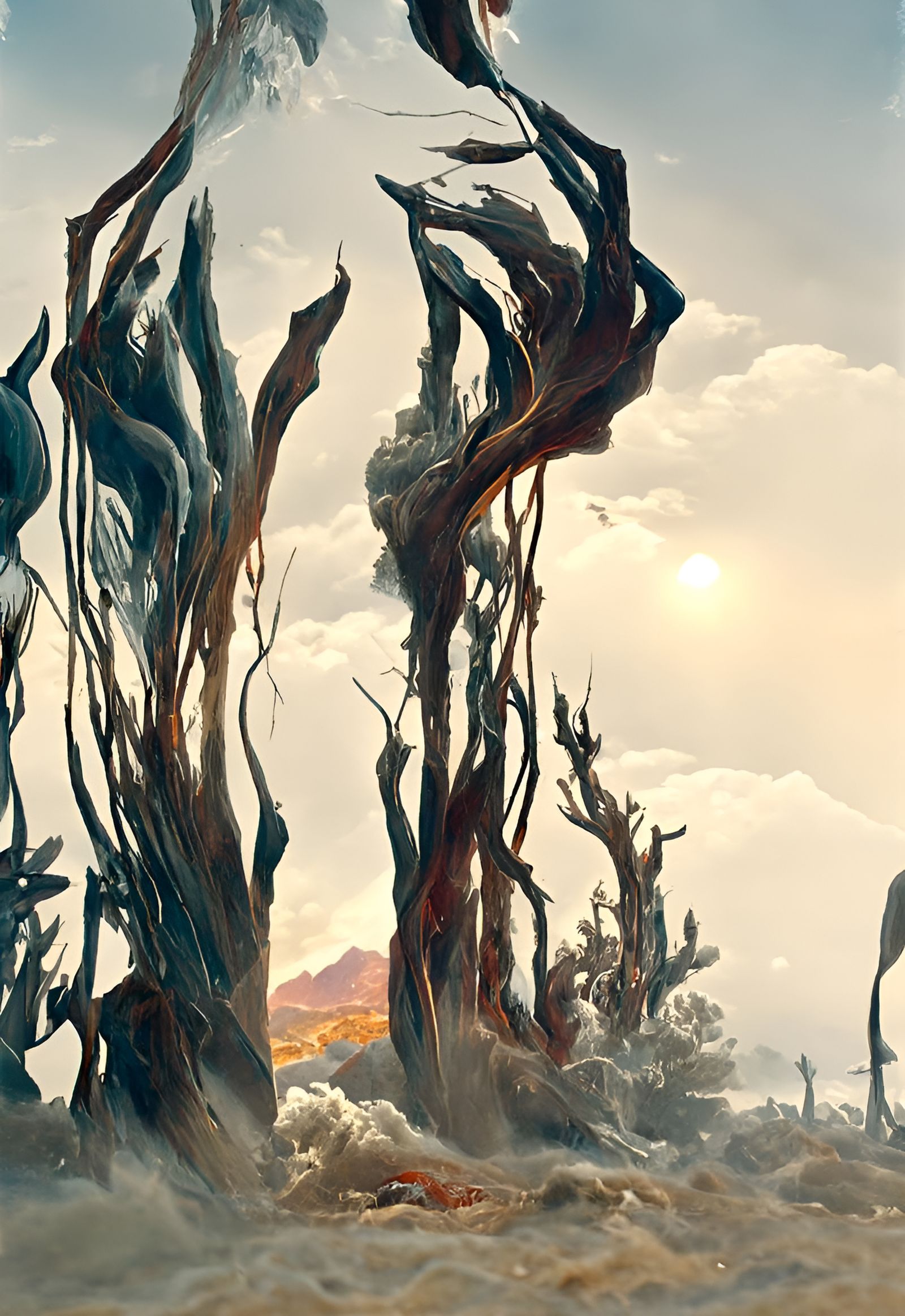 Desert Mountain Storm in Romanticism Style