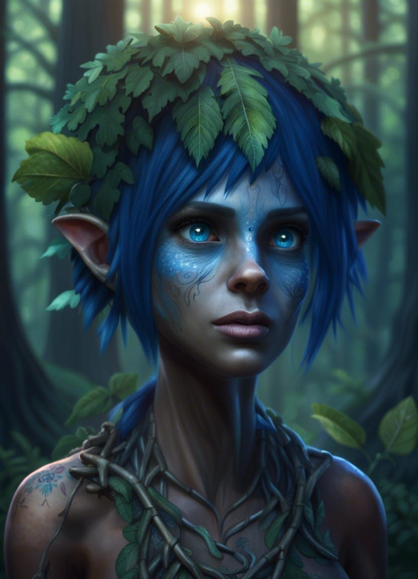 Detailed 4K Portrait of a Forest Dryad